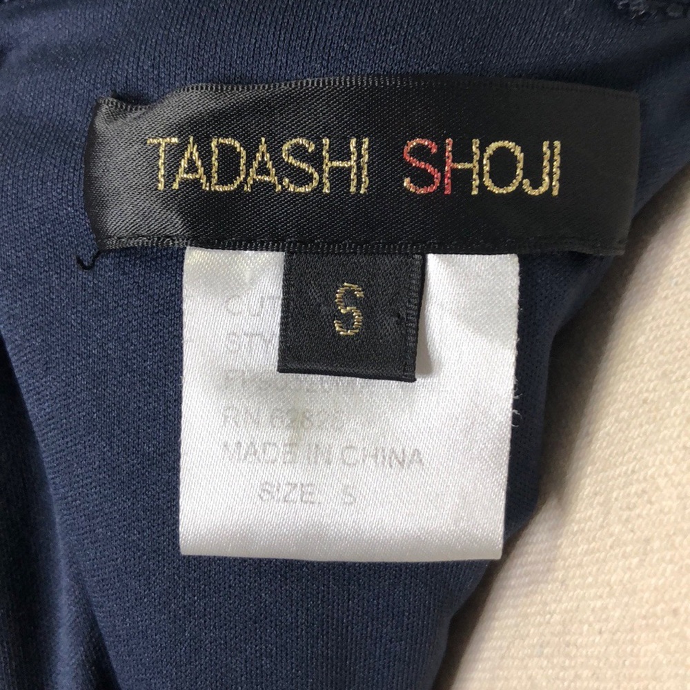 Tadashi Shoji Navy Pintuck Pleated Jersey Dress - Picture 5 of 5